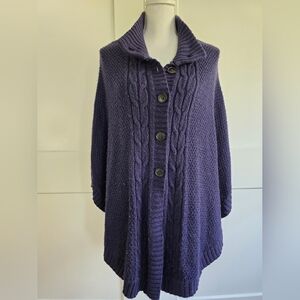Women's Navy Cable Knit Sweater Cape